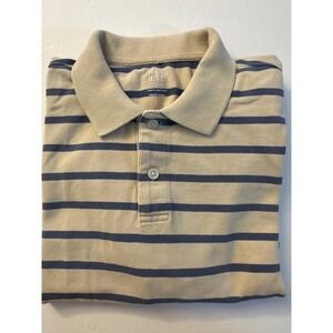 GAP Mens Small Striped Stretch Pique Polo Shirt Blue Tan‎ Casual